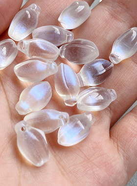 9*15mm 古风手工diy琉璃长玉兰花苞 横孔散珠 汉服头饰配件材料