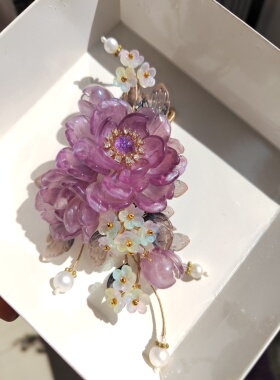 30片 温变光变琉璃花瓣手工diy头饰品发簪配件木芙蓉雪腊梅芍药
