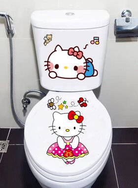 卡通Kitty猫防水马桶贴纸