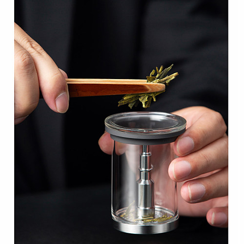 万象玻璃杯双层隔热带过滤网高档男办公杯女便携茶水分离泡茶水杯 - 图2