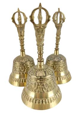 黄铜手摇铃铛复古手把件家居装饰