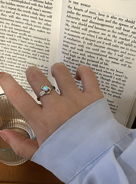 乔治姐姐/天使之翼戒指月光石食指戒小众设计感日韩开口戒冷淡风