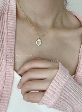 复古猫眼石爱心气质温柔项链