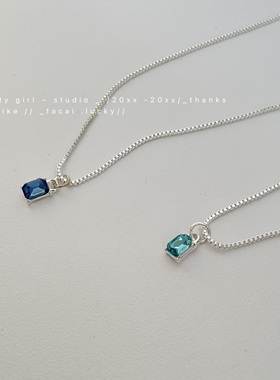 复古小方钻项链小众设计