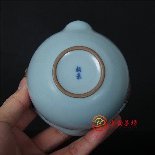 柏采窑二代粉青手抓壶CB-101BX汝窑茶壶手工复古壶汝瓷泡茶器茶具 - 图2