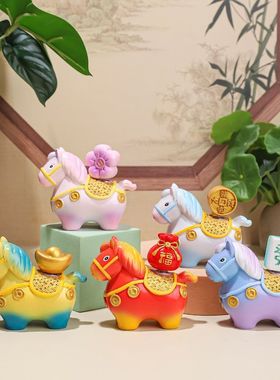 小马福福转转乐摆件桌面装饰品学生儿童礼物生肖摆件寺庙文创礼品