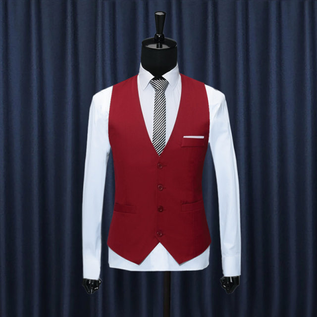 Spring and Autumn Men's suit vest men's thin personality Korean version of slim -fitting professional suit horse clip men's vest