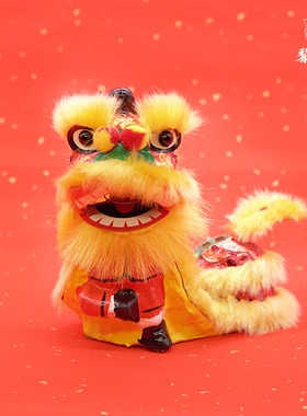 红色中国风文化新年礼品佛山传统微型摆设送老外醒狮出国礼物