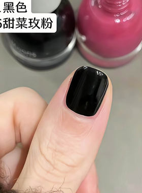 黑莓涂鸦！twomoons指甲油免烤速干安全无毒黑色脚趾玫红色可撕拉