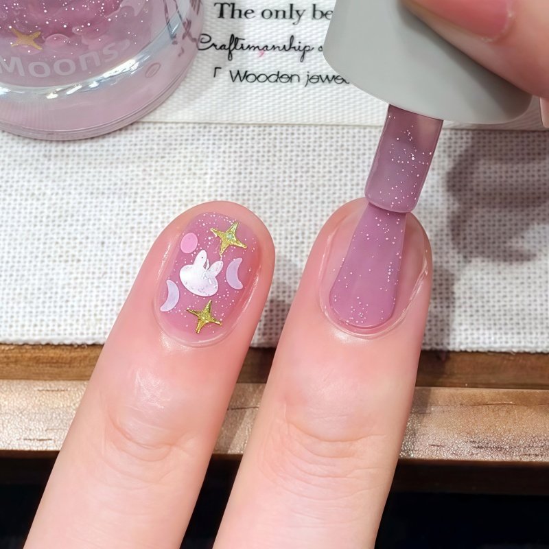 香芋色小兔太可爱咯！Twomoons美甲指甲油2025新款免烤快干可撕拉,淘宝优惠券,粉丝福利购,淘宝优惠卷