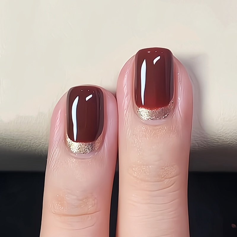 深秋金巧 棕红+金色太适合秋冬！新年美甲指甲油2025新款免烤快干,淘宝优惠券,粉丝福利购,淘宝优惠卷