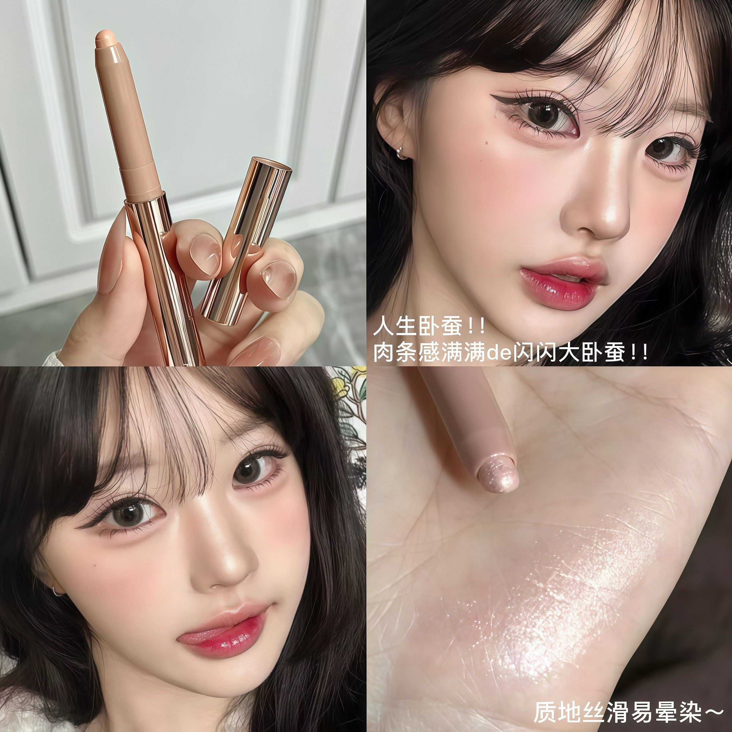 小猴子推荐！韩式肉感卧蚕笔提亮二合一珠高光眼影棒下至化妆师用,淘宝优惠券,粉丝福利购,淘宝优惠卷