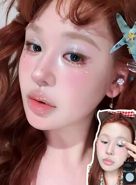 降温冰透银蓝爆闪！蓝色牛郎单色眼影珠光偏光闪片高光