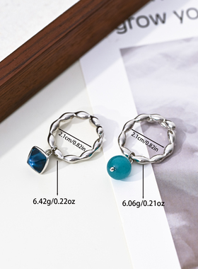 莫里里2025年新款蛇形戒指轻奢米珠状钛合金铜合金方晶百搭戒指女