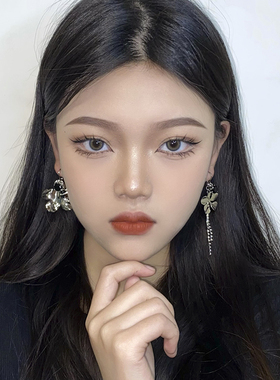 莫里ins金属小花耳环银色女
