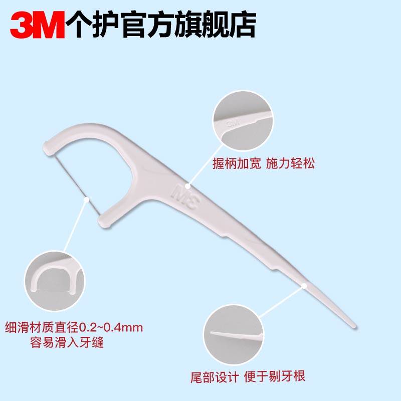 3m安全剔牙线清洁齿缝支细滑牙线棒 3m个人护理牙线/牙线棒