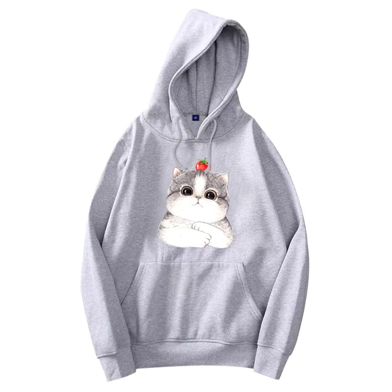 可爱女生带帽加绒定制上衣服潮卫衣 简绒卫衣