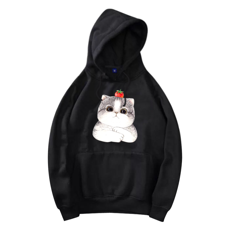 可爱女生带帽加绒定制上衣服潮卫衣 简绒卫衣