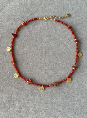 红玛瑙项链本命年款串珠项链手链