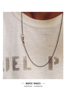 银币飞轮扣复古做旧925纯银项链