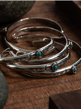 NORTH WORKS x BARNS 双重守护箭头护身符×神圣绿松石刻标银手镯