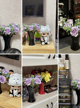 小众中古高级感陶瓷花瓶水培鲜花玫瑰干花插花器家居客厅装饰摆件