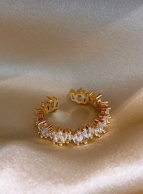 金色高级感锆石开口戒指女2026新款爆款食指环轻奢小众设计手饰品