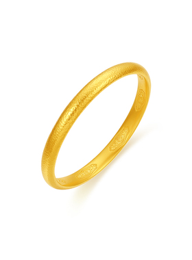 【中国黄金官方店】黄金手镯古法锤纹足金手镯新品结婚