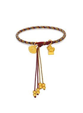 【中国黄金官方店】5D平安印章祥云福五彩手绳简约新品气质首饰