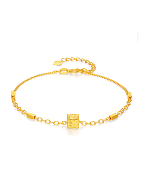 【中国黄金官方店】5G黄金方块手链时尚简约气质新品首饰送女友