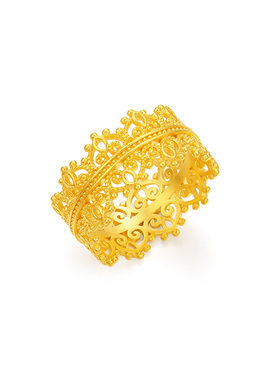 【中国黄金官方店】黄金戒指皇冠戒指足金送礼结婚百搭