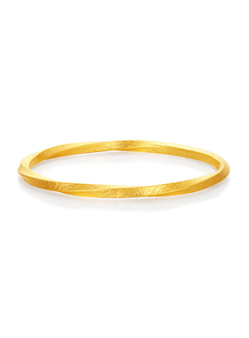 【中国黄金官方店】黄金手镯扭转乾坤锤纹足金手镯新品