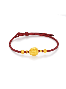 【中国黄金官方店】古法富甲一方手串时尚简约气质新品首饰送女友