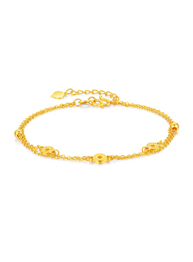 【中国黄金官方店】5G双层铜钱手链时尚气质百搭新品手饰送女友