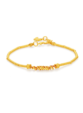 【中国黄金官方店】古法盘缠隔片手链足金时尚简约气质新品首饰