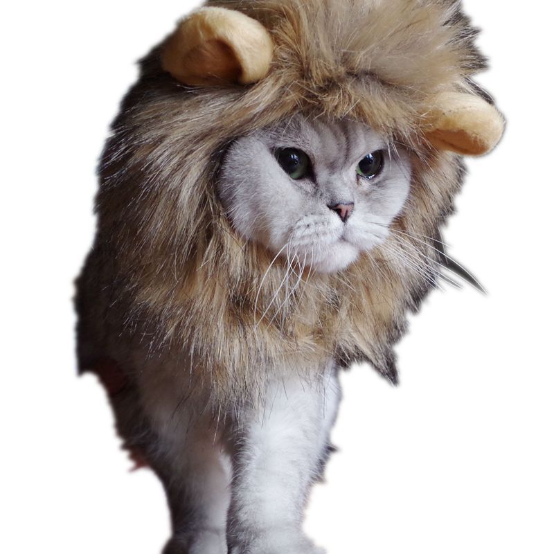 Lion Mane Wig Hat With Ear Cosplay Halloween Pet Cat Costume - 图3