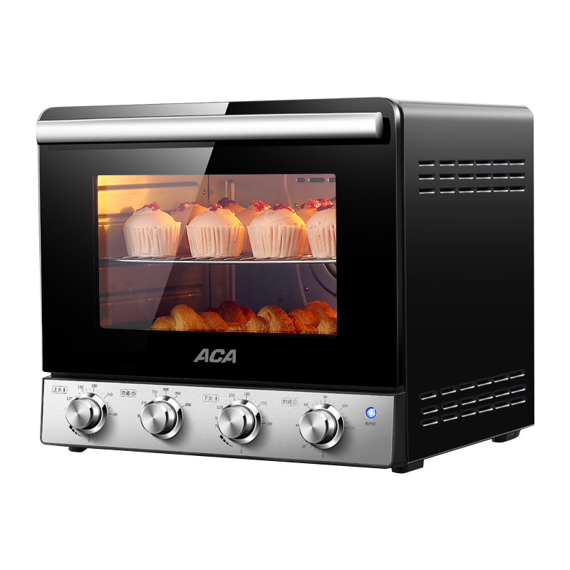 aca家用小型烘焙多功能38l玻璃 aca金三寸电烤箱