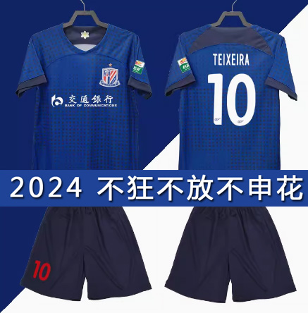 上海申花球衣2024成人儿童足球服短袖套装队服球迷训练服印号印字 - 图1