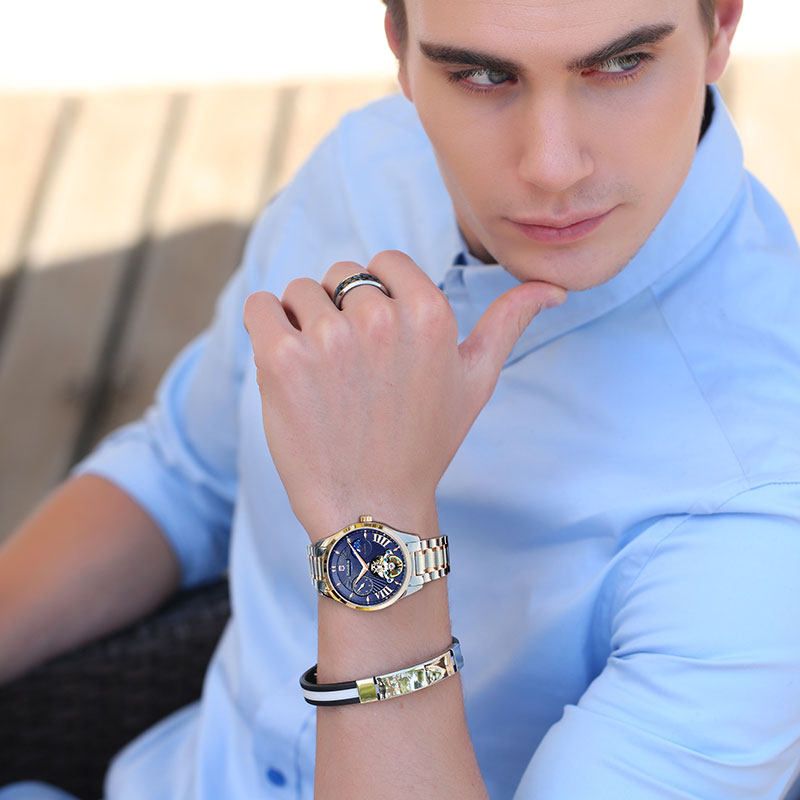 邦顿镂空男款正品防水夜光机械表 邦顿骏钰国产腕表