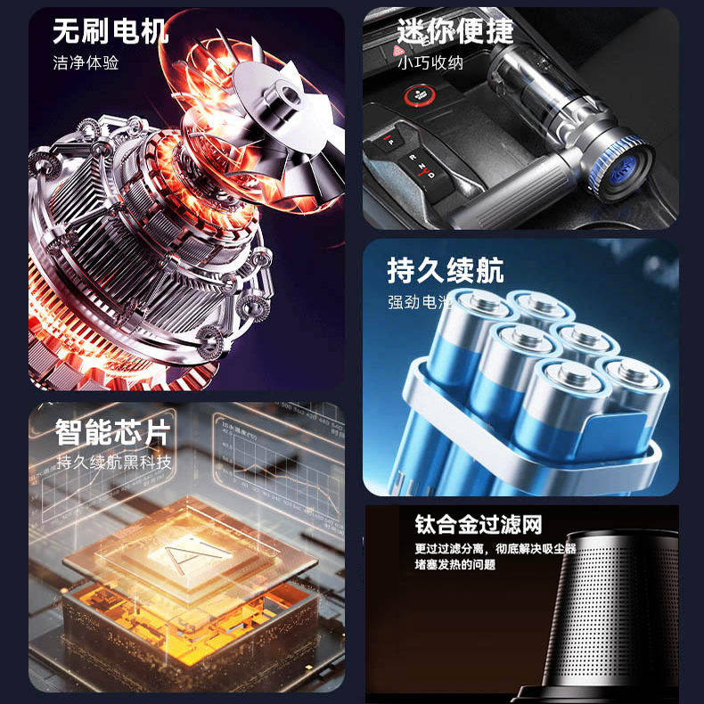 车载吸尘器2025新款超强吸力汽车专用车家两用充电大功率无刷电机