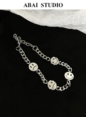 笑脸哭脸情侣手环ins网红同款