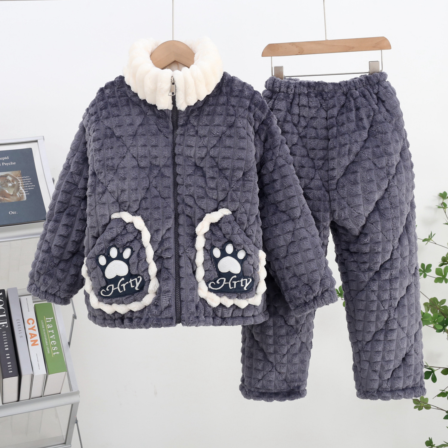 秋冬季男女儿童法兰绒夹棉睡衣小孩保暖内衣加厚珊瑚绒家居服套装,淘宝优惠券,粉丝福利购,淘宝优惠卷