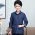 Áo sơ mi nữ trung niên mùa xuân và mùa hè áo sơ mi cotton mềm mại dành cho nữ trung niên - Quần áo của mẹ áo nữ trung niên Quần áo của mẹ