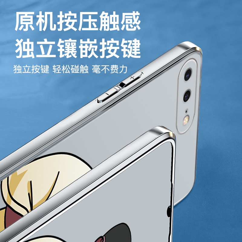 适用于苹果7plus手机壳iPhone8Plus直边电镀银色iph0ne7pIus全包镜头防摔爱疯8pls软胶软壳pg搞怪男孩A1864女 - 图2