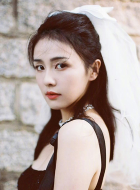 白鹿同款领证登记求婚新娘小头纱