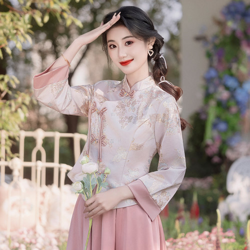 中式伴娘服出租赁2026新款夏季大码高级感缎面姐妹团婚礼服裙旗袍 - 图1