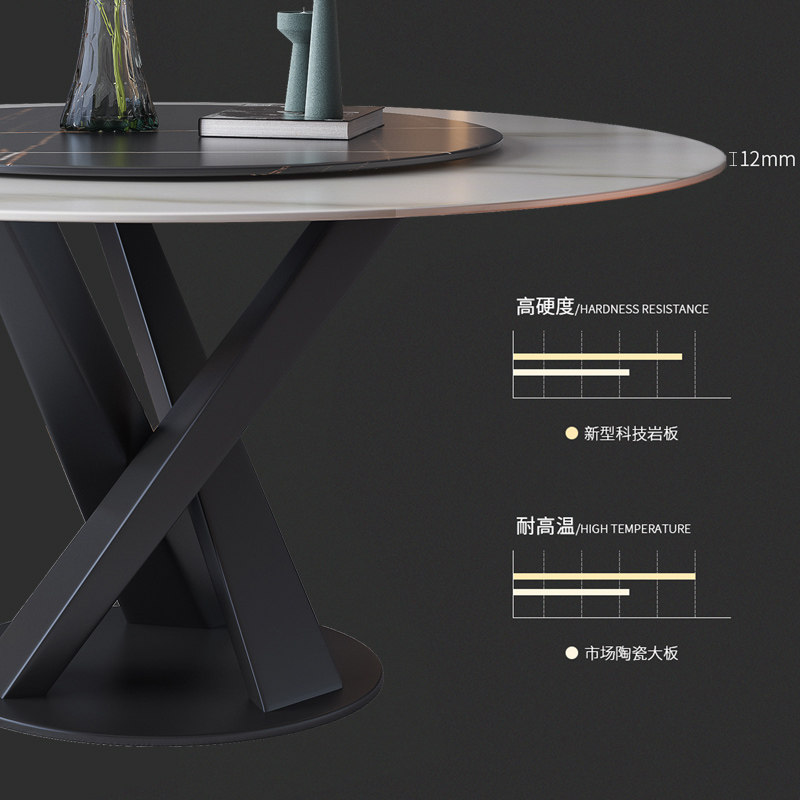 蓝色理想意式轻奢大理石餐桌椅组合圆形家用现代简约大理石餐桌,淘宝优惠券,粉丝福利购,淘宝优惠卷