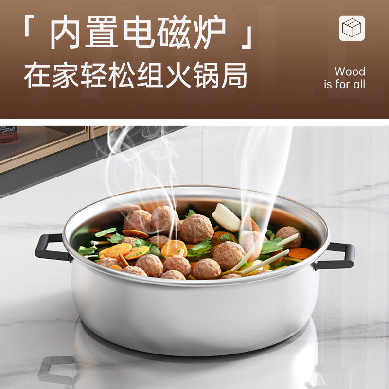 蓝色理想实木岩板餐桌椅组合复古高端大气圆桌轻奢转盘家用饭桌,淘宝优惠券,粉丝福利购,淘宝优惠卷