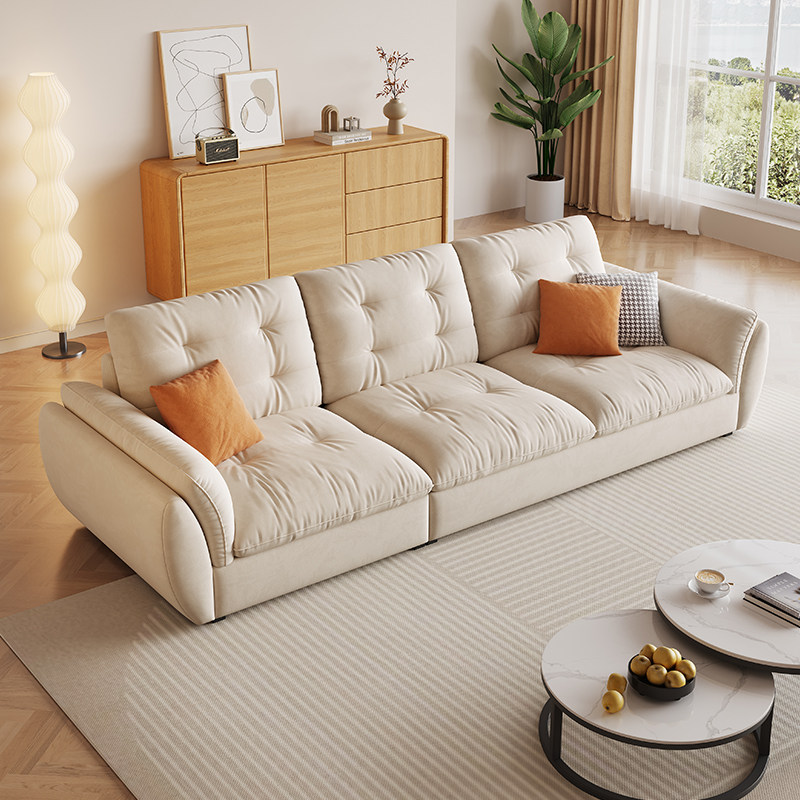 政府补贴蓝色理想布艺沙发猫抓布奶油风小户型客厅简约云朵小沙发