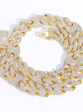 欧美超闪咖啡豆拼接一翻盖古巴链